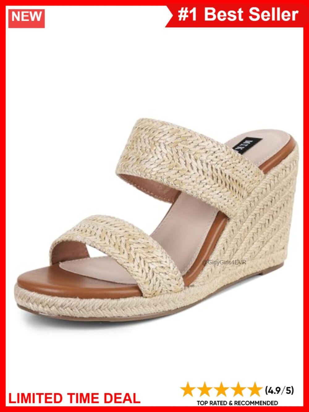 Wedge Sandals for Women Open Toe Slide Espadrilles Platform Wedge Heels